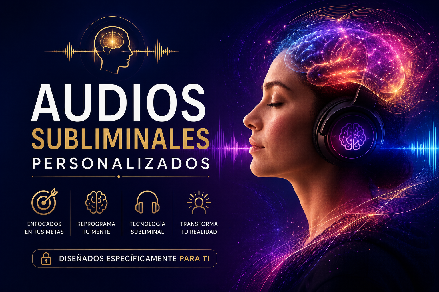 Audios subliminales personalizados para reprogramación mental, desarrollo personal, autoestima, prosperidad, hábitos y transformación personal.